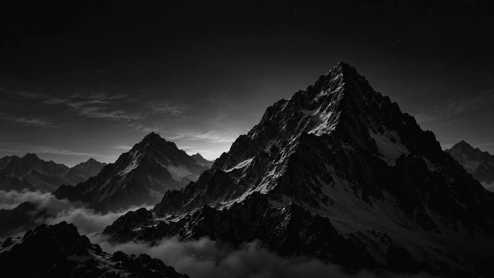 Monochrome mountain landscape representing the next level